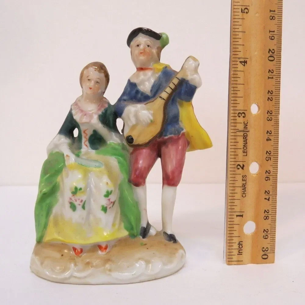 Occupied Japan Victorian Figurines Man Woman Planter Vintage